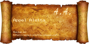 Appel Aletta névjegykártya